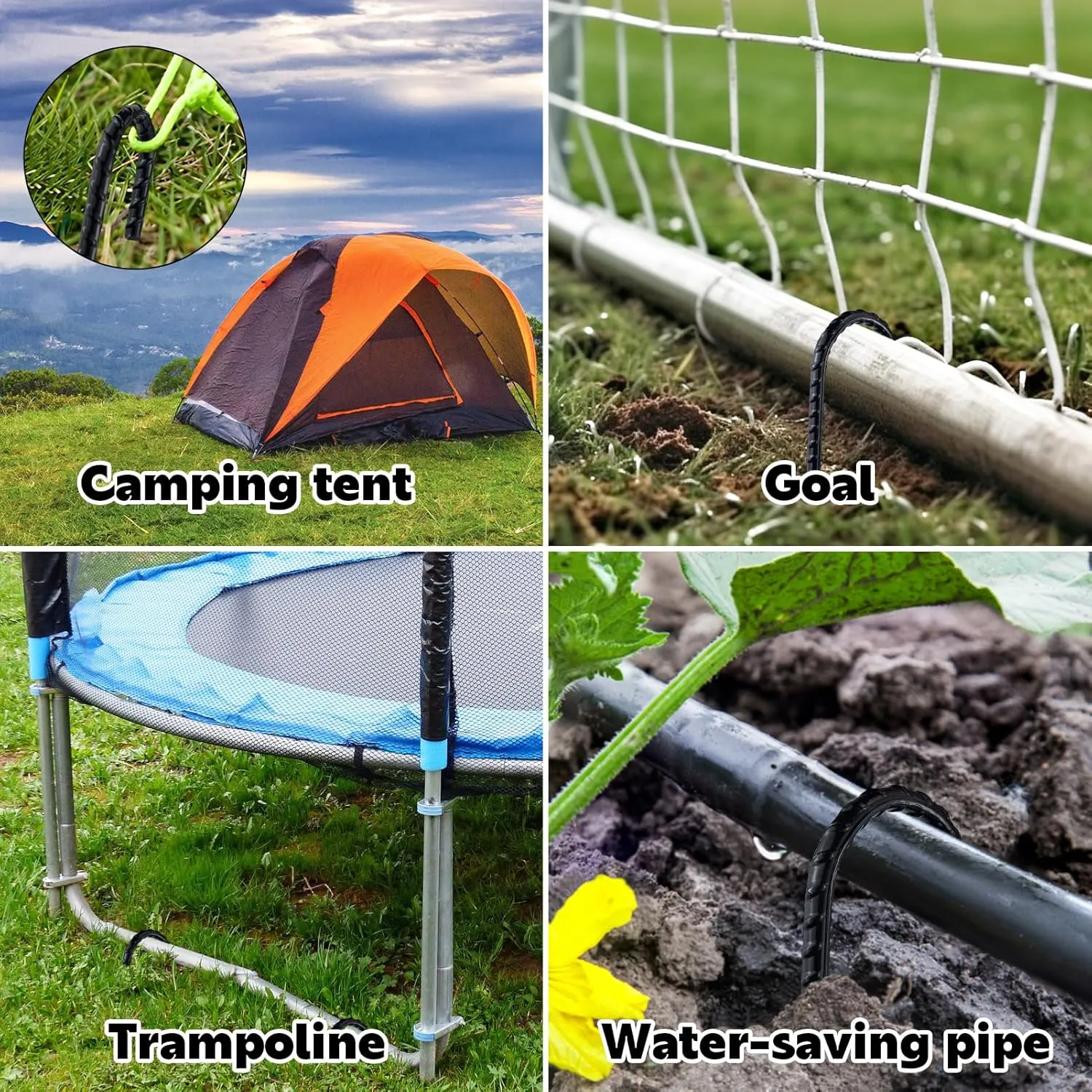 12 Inch J-Hook Rebar Stakes, HeavyDuty Anti-Rust Ground Anchors for Chainlink Fence, Garden Dog Fence, Sports nets, Camping Tent, Etc (40 Pack)