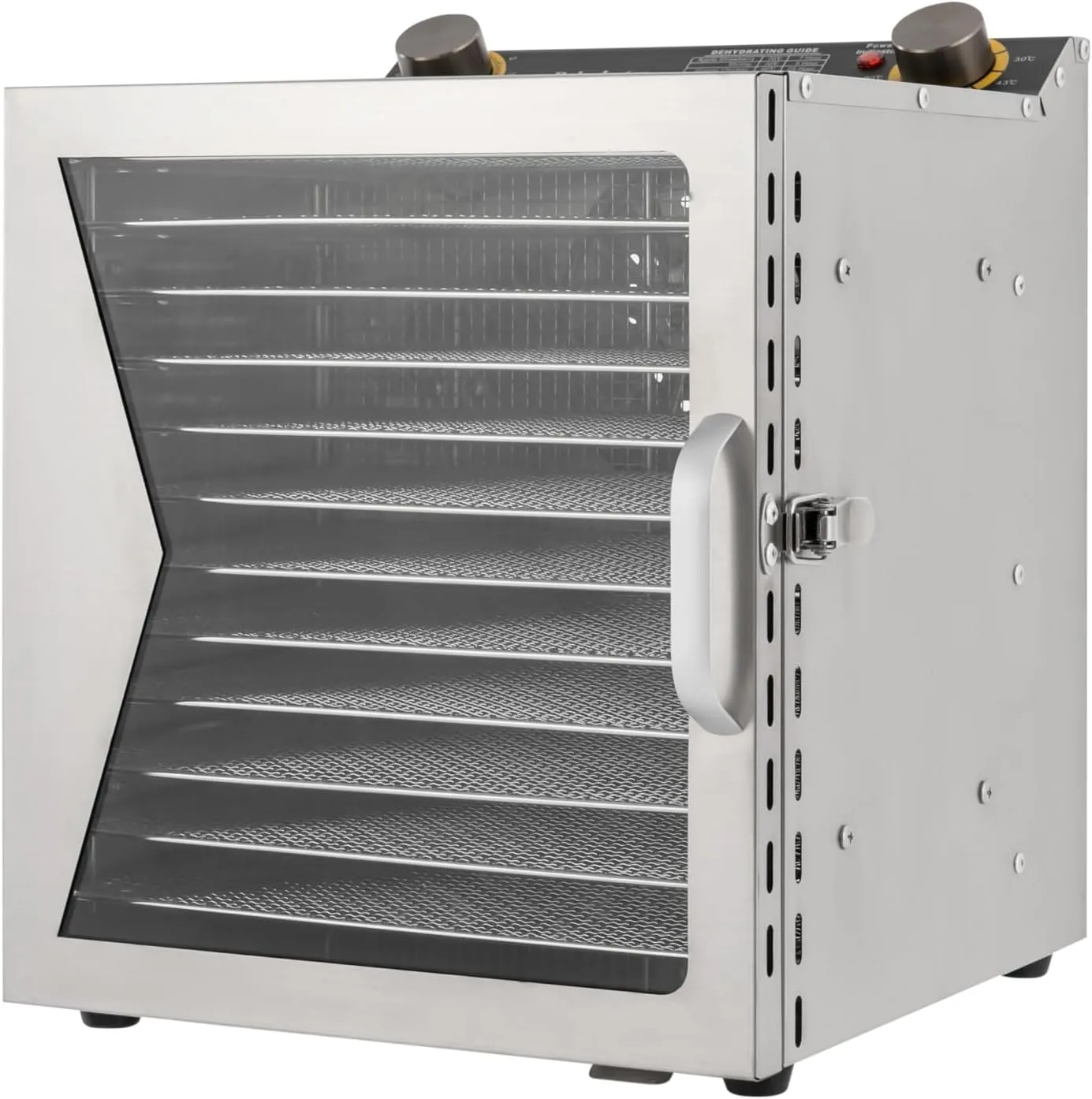 12 Tier Food Dehydrator 800W 110V Stainless Steel Food Dryer Dehydrator Machine with Lockable Door, 0-12h Timer 35-85℃ Vegetables Fruit Dehydrators for Food and Jerky Silver