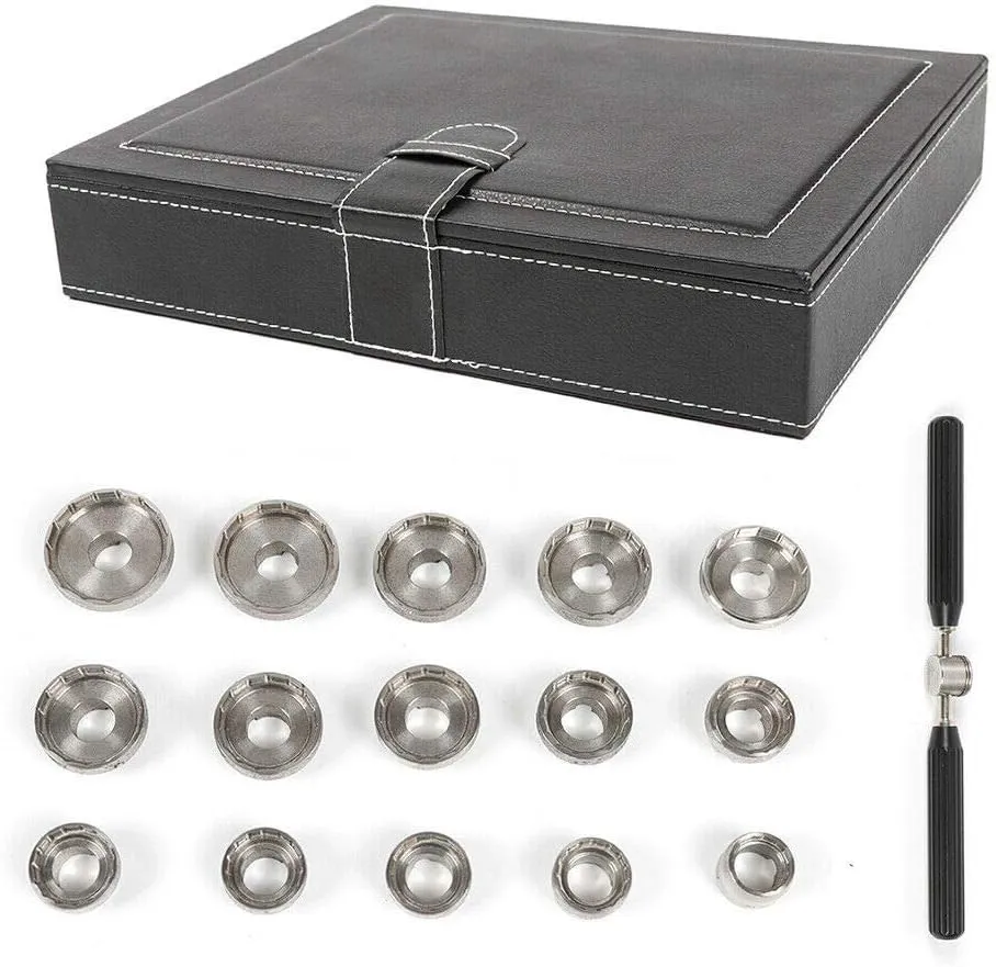 15 Dies Watch Back Cover Opener Kit, Watch Back Case Opener Die Fit Breitling Removal Tool Opener Kit, Different Sizes Dies Repair Watchmaker Tool Set, for Bottle Opener Removal Repair Tool