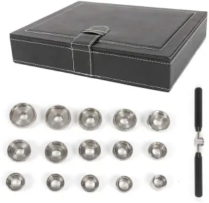 15 Dies Watch Back Cover Opener Kit, Watch Back Case Opener Die Fit Breitling Removal Tool Opener Kit, Different Sizes Dies Repair Watchmaker Tool Set, for Bottle Opener Removal Repair Tool