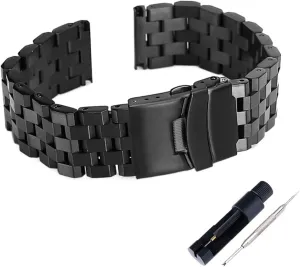 18mm 20mm 22mm 24mm 26mm Full Solid Stainless Steel Flat Interface Watch Band Straps Wristband Bracelet With Tools