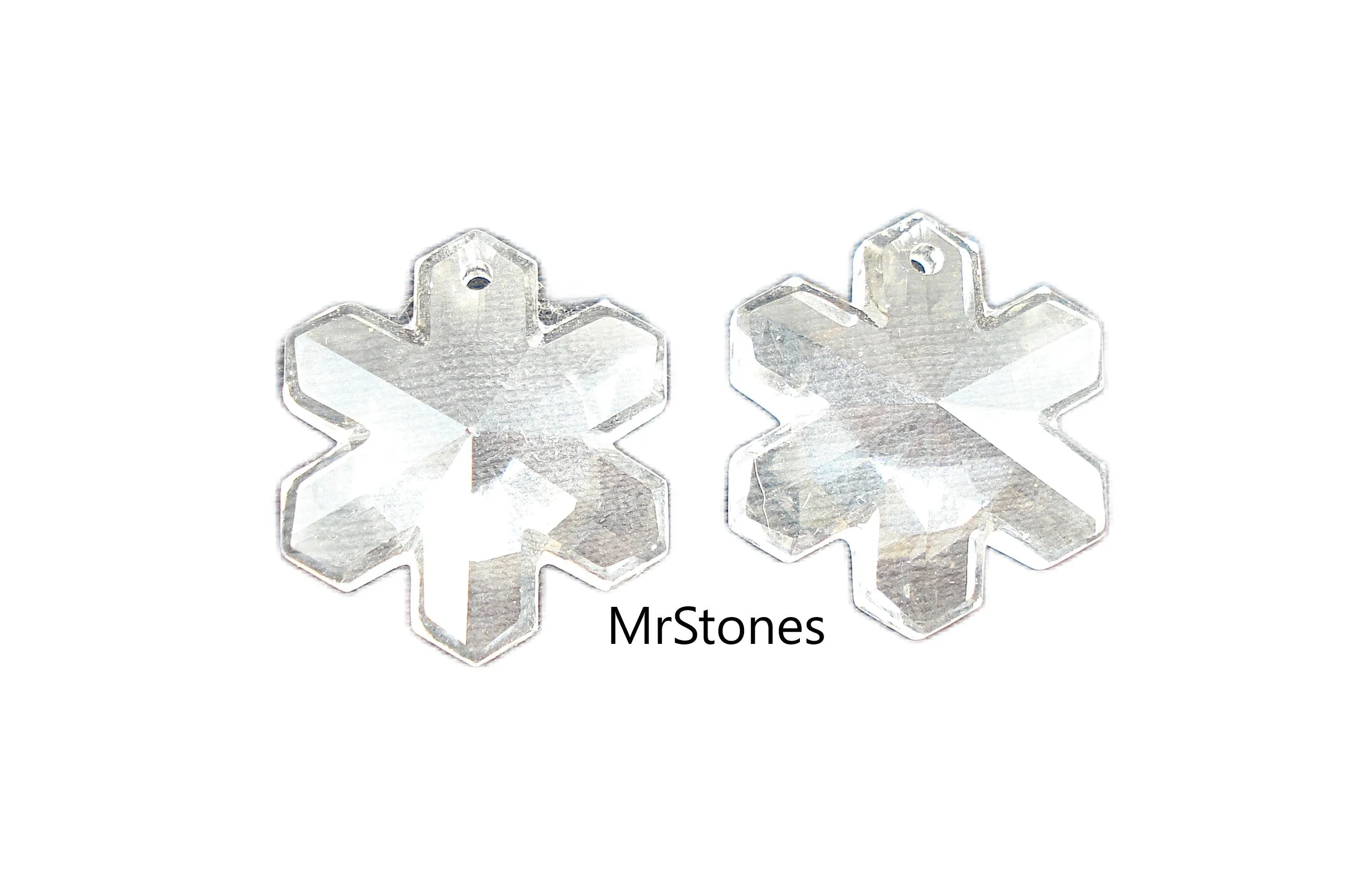 19mm Snowflake Flower Crystal Clear Glass Pendant Bead Dangle 6.5mm Thick