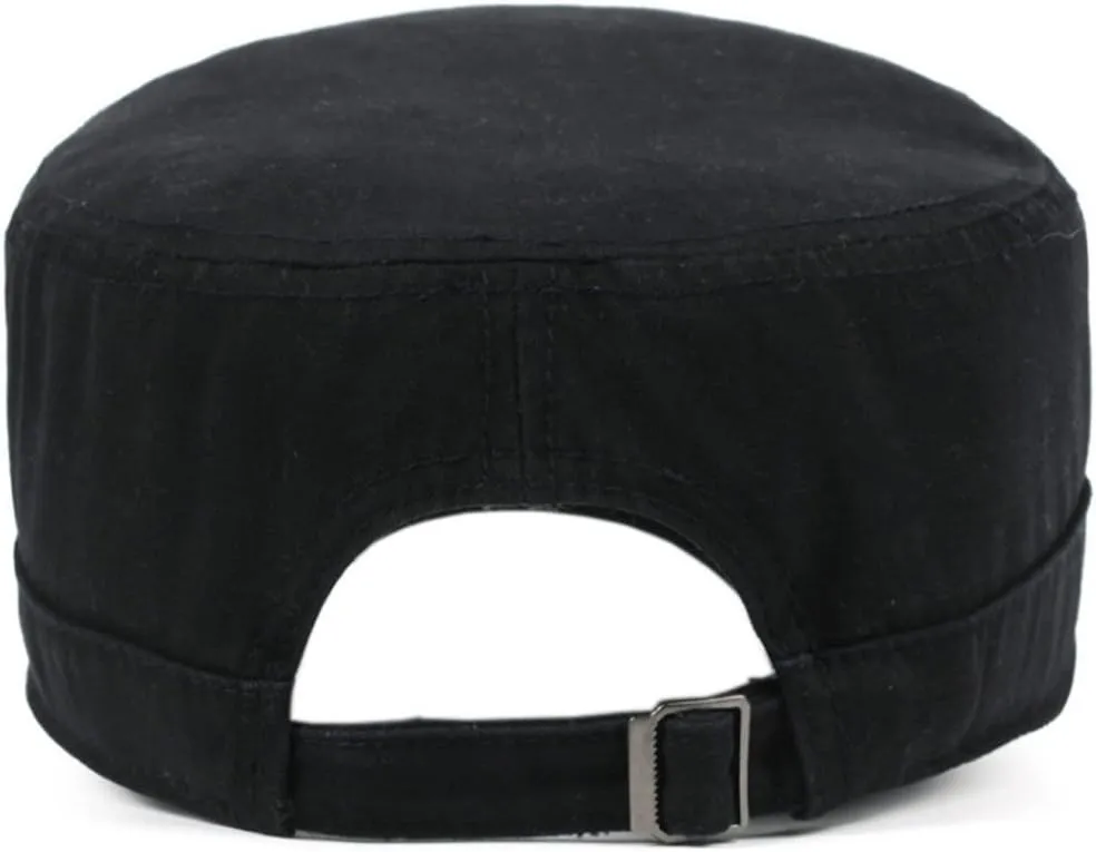 2 Pack Men's Cotton Military Caps Cadet Army Caps Vintage Flat Top Cap
