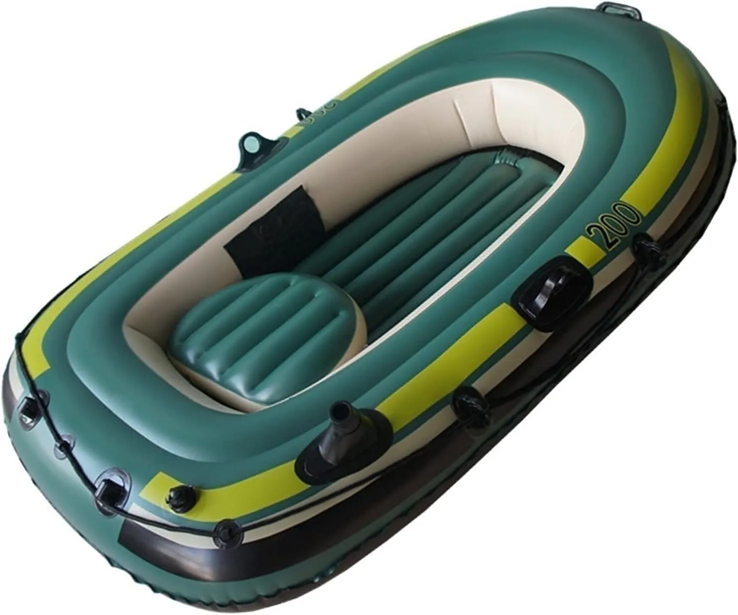 2-Person Inflatable Canoe Set with Aluminium Paddle Air Pump and High Output Watersports Fishing Boat (1 Pack)