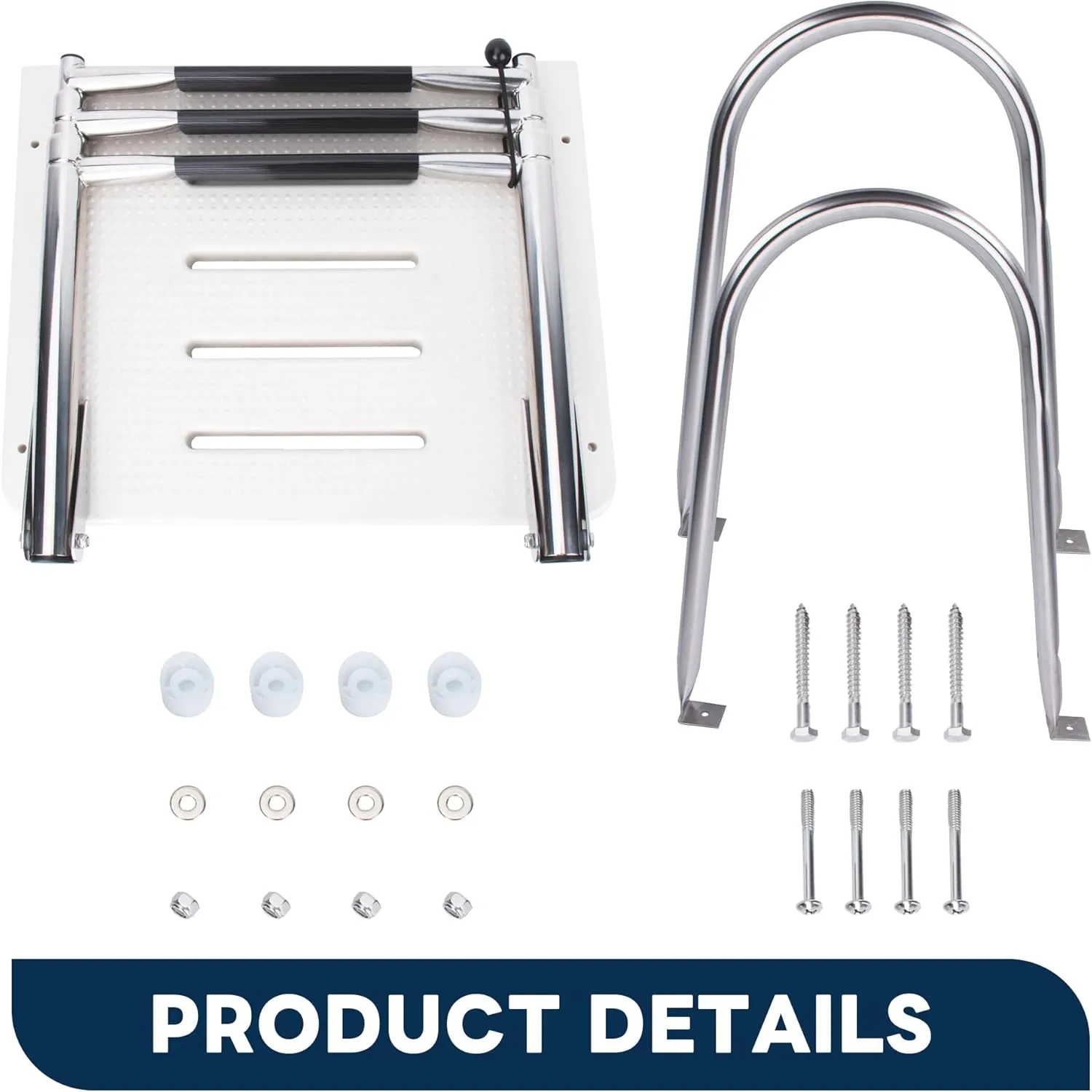 2-Step Boat Ladder with Swim Platform,Stainless Steel Dock Ladder with ABS Swim Platform 2 Handrails,500LBS Telescopic Boarding Ladder Dive Ladder for Pontoon Yacht