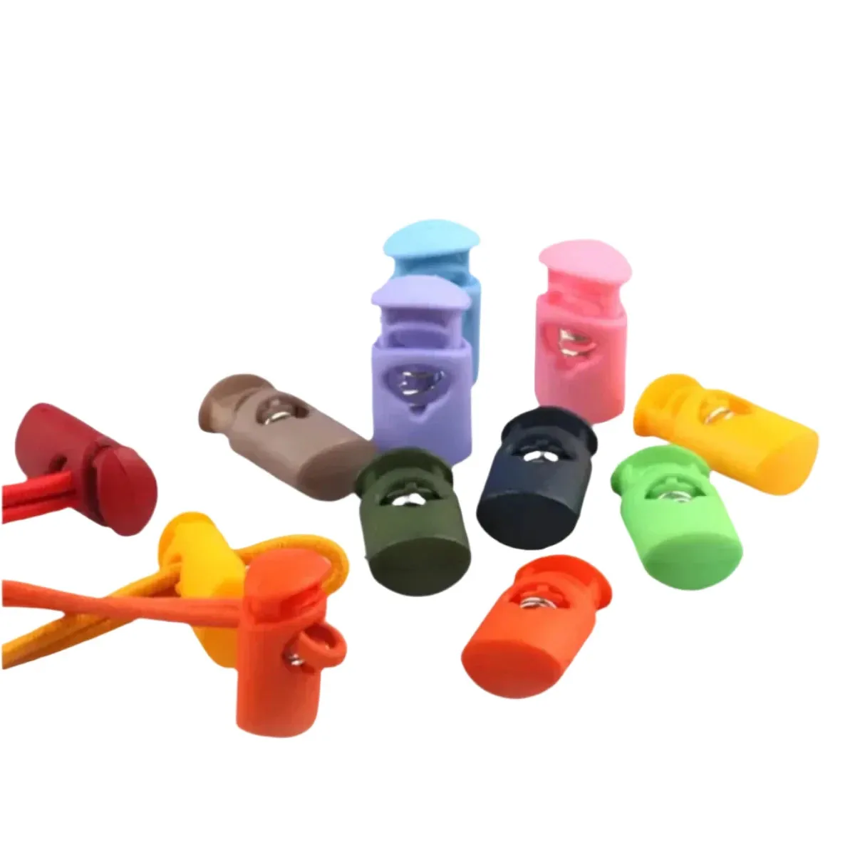 20pcs Flat Single Spring Buckle Clothing Accessories Elastic Rope Adjustment Nylon