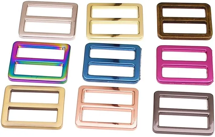 20Pcs Heavy Duty Zinc Alloy Flat Slider Tri-glide Buttons Adjustable Webbing Strap Tri Glide Buckle Fasteners