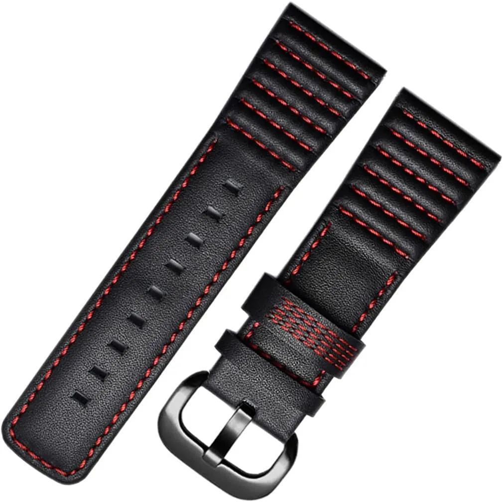 28mm Men's Genuine Leather Watch Band Compatible with Seven Friday M1 M2 P3 SF Calfskin Black Watch Straps with Heavy Duty Metal Buckle Watch Accessories