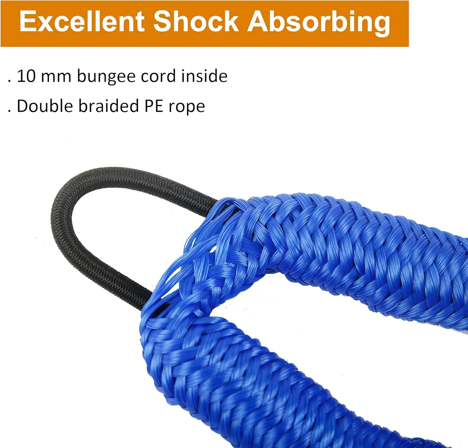 4 FT Dock Ropes with Stainless Steel Clip to Tie Up Boat to Dock Pack of 4 Blue