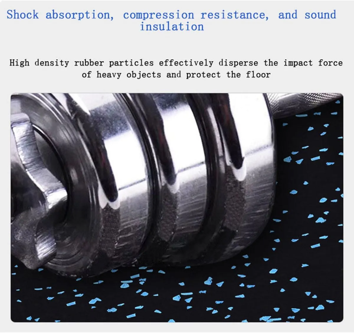 4-Pack 1" Thick Interlocking Rubber Gym Floor Tiles w/Floor Fixing Buckles - 20"x20" High-Density Shock Absorbent Deadlift Mats, Anti-Vibration, Anti-Slip, Blue Speckles (Yellow Spots, 1)