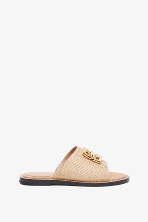 4G liquid raffia flat mules