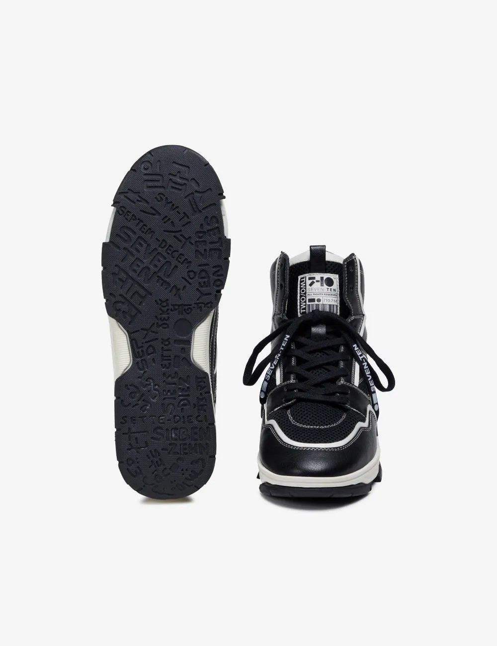 714 Black & White High-Top Sneakers