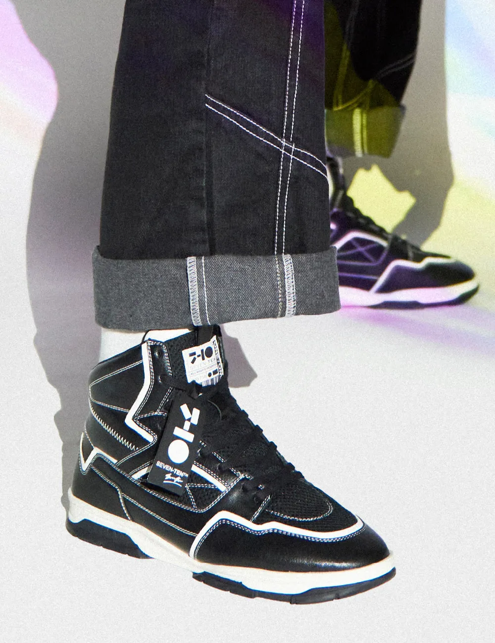 714 Black & White High-Top Sneakers