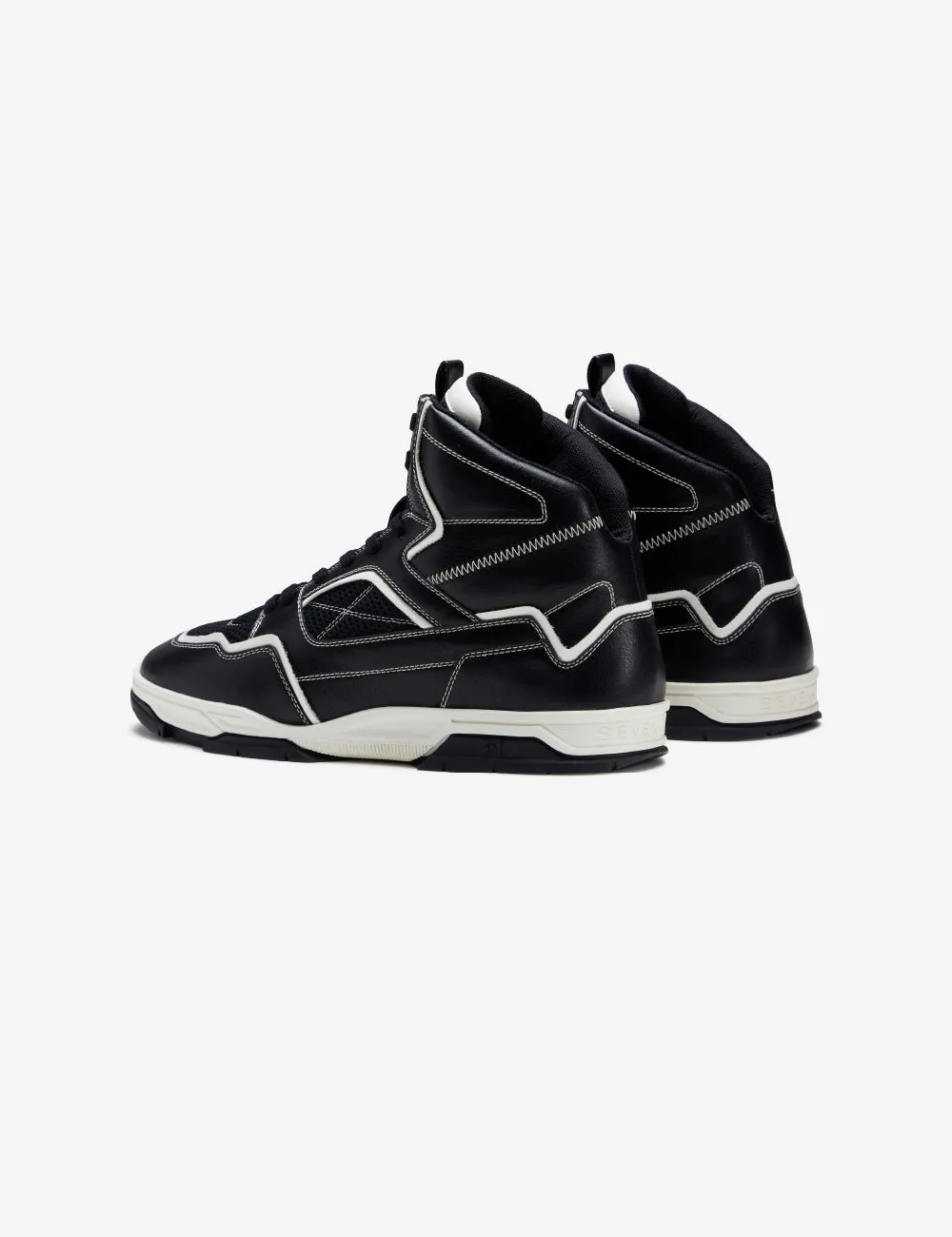714 Black & White High-Top Sneakers