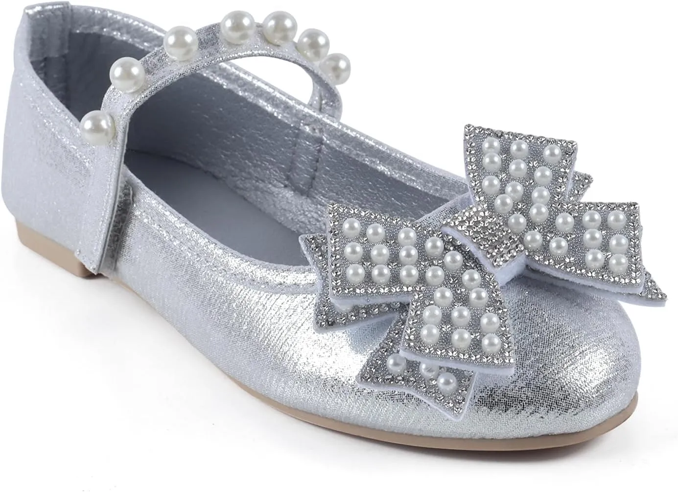 ADAMUMU Toddler Dress Shoes Flower Girl Shoes for Weeding Cute Toddler Mary Jane Shoes Lace Flore Ballet Flat for Walking, Jumping