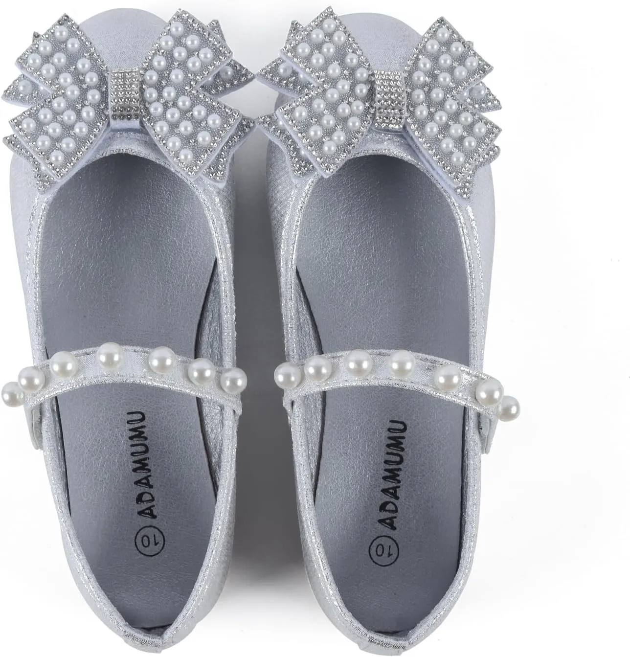 ADAMUMU Toddler Dress Shoes Flower Girl Shoes for Weeding Cute Toddler Mary Jane Shoes Lace Flore Ballet Flat for Walking, Jumping