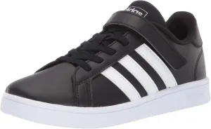 adidas boys Grand Court Tennis Shoe, Core Black/Footwear White/Footwear White, 1 Little Kid US