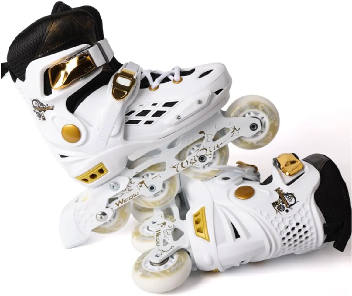 Adjustable Full Light Up Wheels Fancy Skate 4 Wheels Inline Roller for Kids and Adults Blades for Club Boys and Girls with Protective Gear and Storage Bag