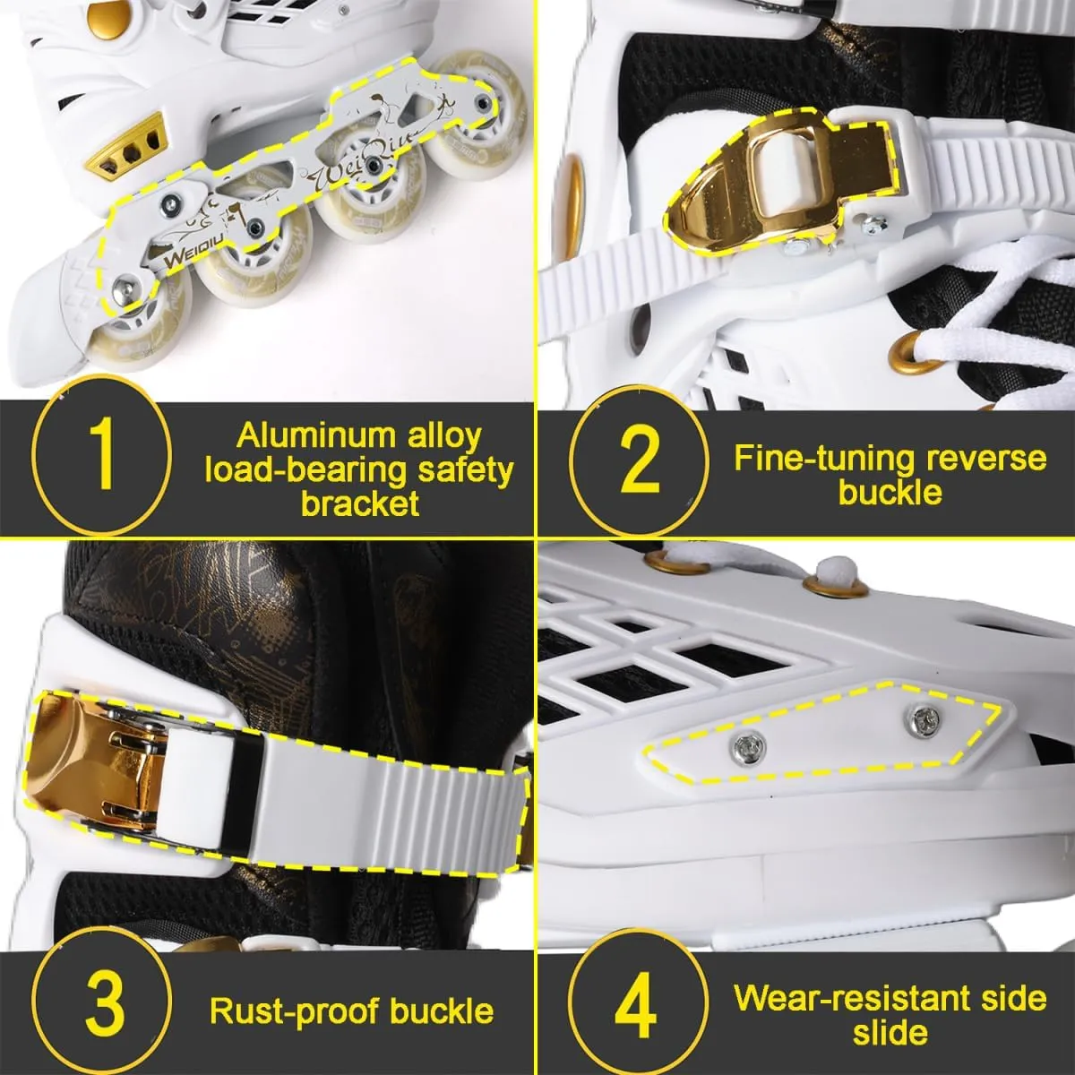Adjustable Full Light Up Wheels Fancy Skate 4 Wheels Inline Roller for Kids and Adults Blades for Club Boys and Girls with Protective Gear and Storage Bag