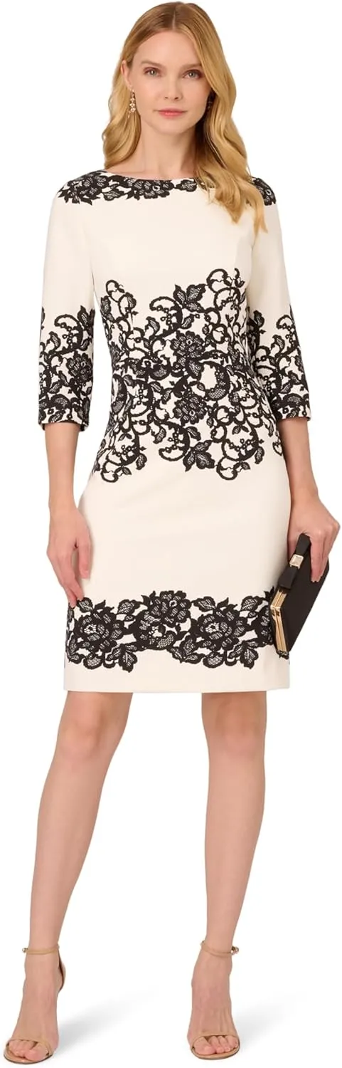 Adrianna Papell Women's Scroll Lace Short Dress