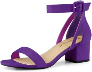 Allegra K Women's Ankle Strap Block Low Heel Sandal