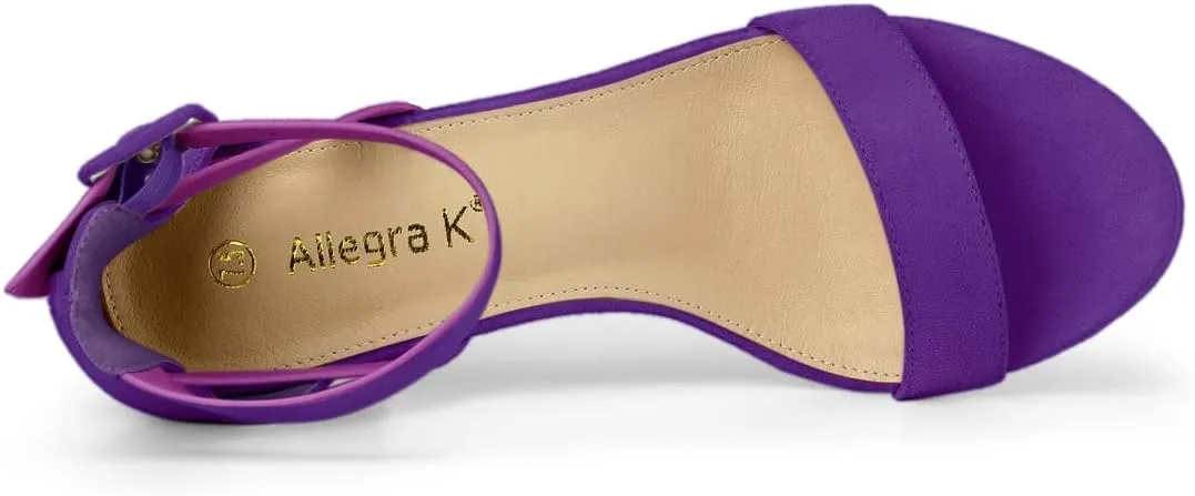 Allegra K Women's Ankle Strap Block Low Heel Sandal
