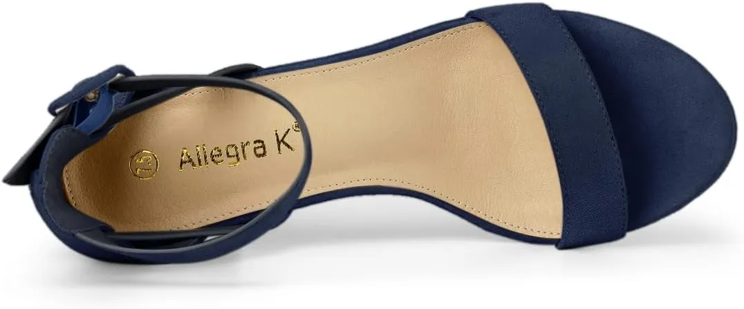 Allegra K Women's Ankle Strap Block Low Heel Sandal