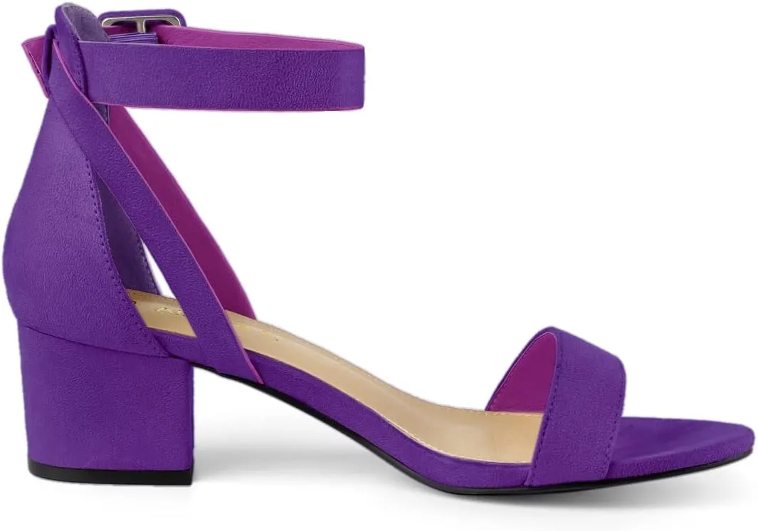 Allegra K Women's Ankle Strap Block Low Heel Sandal