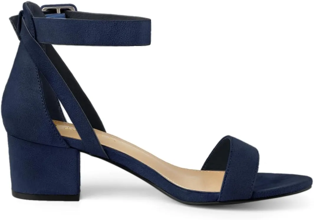 Allegra K Women's Ankle Strap Block Low Heel Sandal