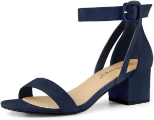 Allegra K Women's Ankle Strap Block Low Heel Sandal