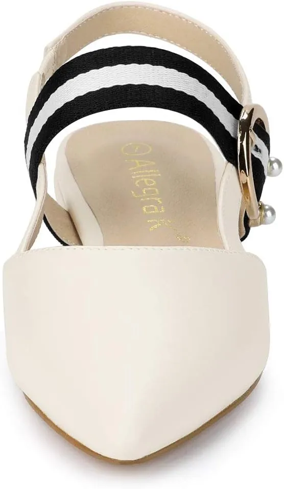 Allegra K Women's Pointed Toe Slingback Flat Mules
