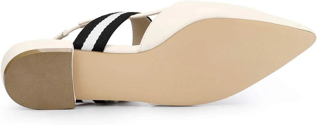 Allegra K Women's Pointed Toe Slingback Flat Mules