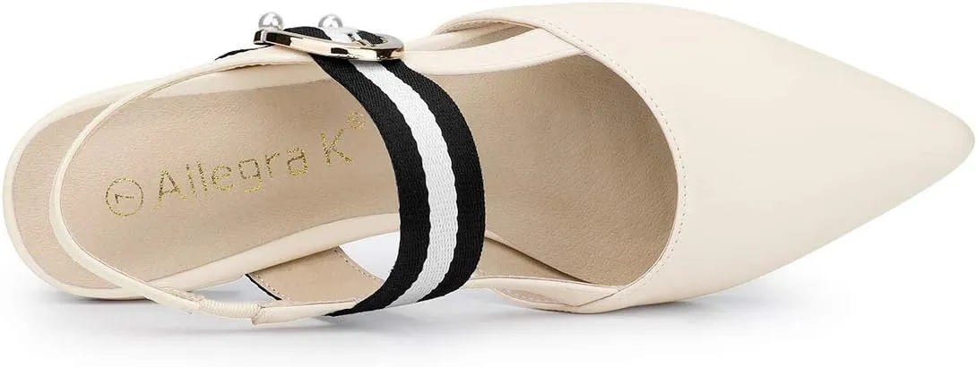 Allegra K Women's Pointed Toe Slingback Flat Mules