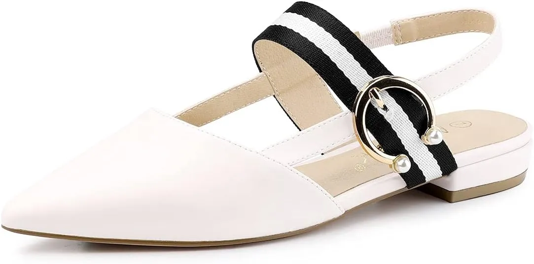 Allegra K Women's Pointed Toe Slingback Flat Mules