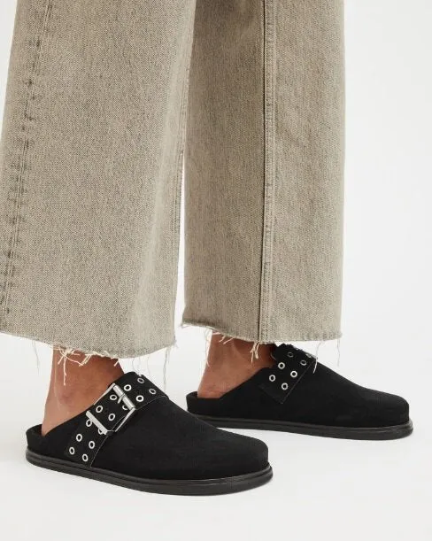 ALLSaints - Juno Leather Eyelet Mule Shoe
