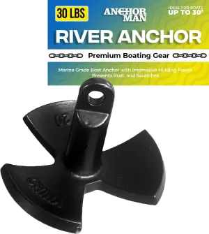 Anchor-Man River Anchor, Black Vinyl Coated Mushroom Anchor for Boats - Marine Grade Boat Anchor with Impressive Holding Power - Prevents Rust, and Scratches - Ideal for 15-20 Foot Boat