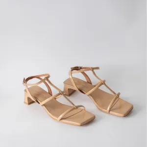 ANGEL ALACRON RACHEL LOW CAGE HEEL-ALMOND