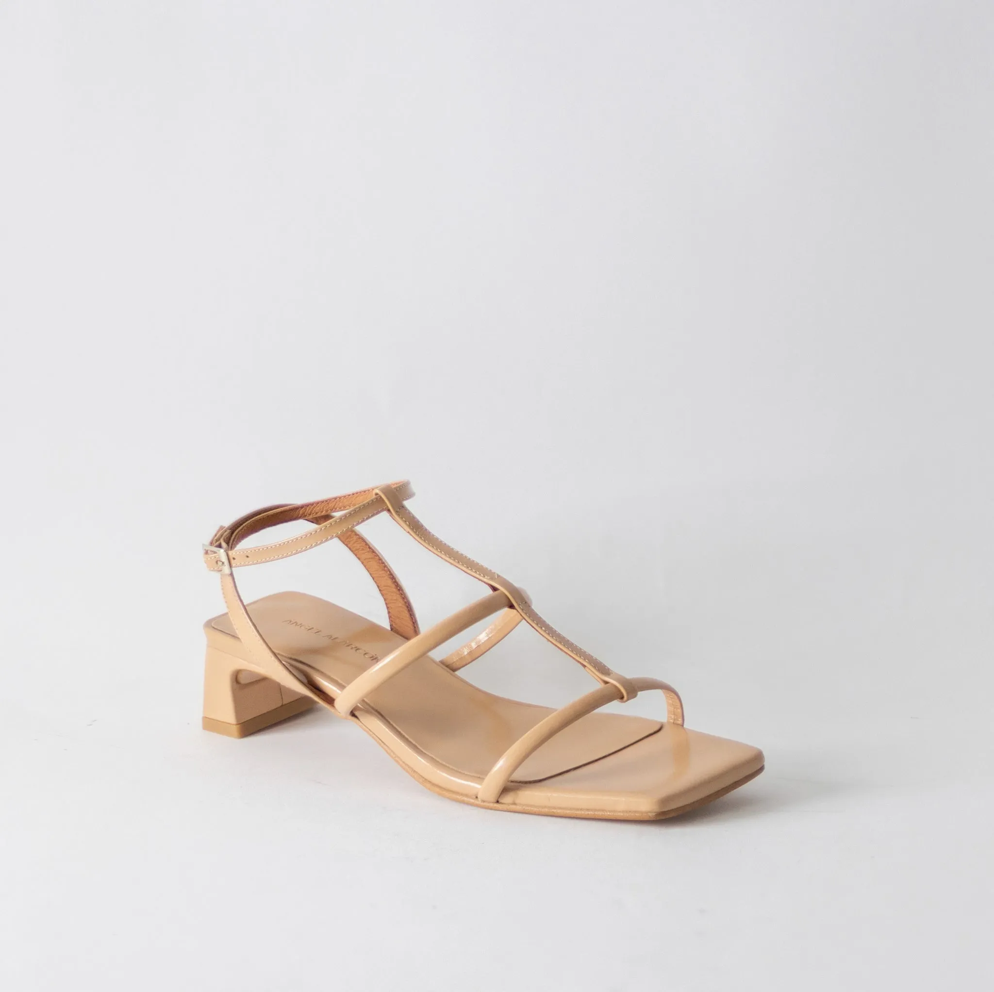 ANGEL ALACRON RACHEL LOW CAGE HEEL-ALMOND