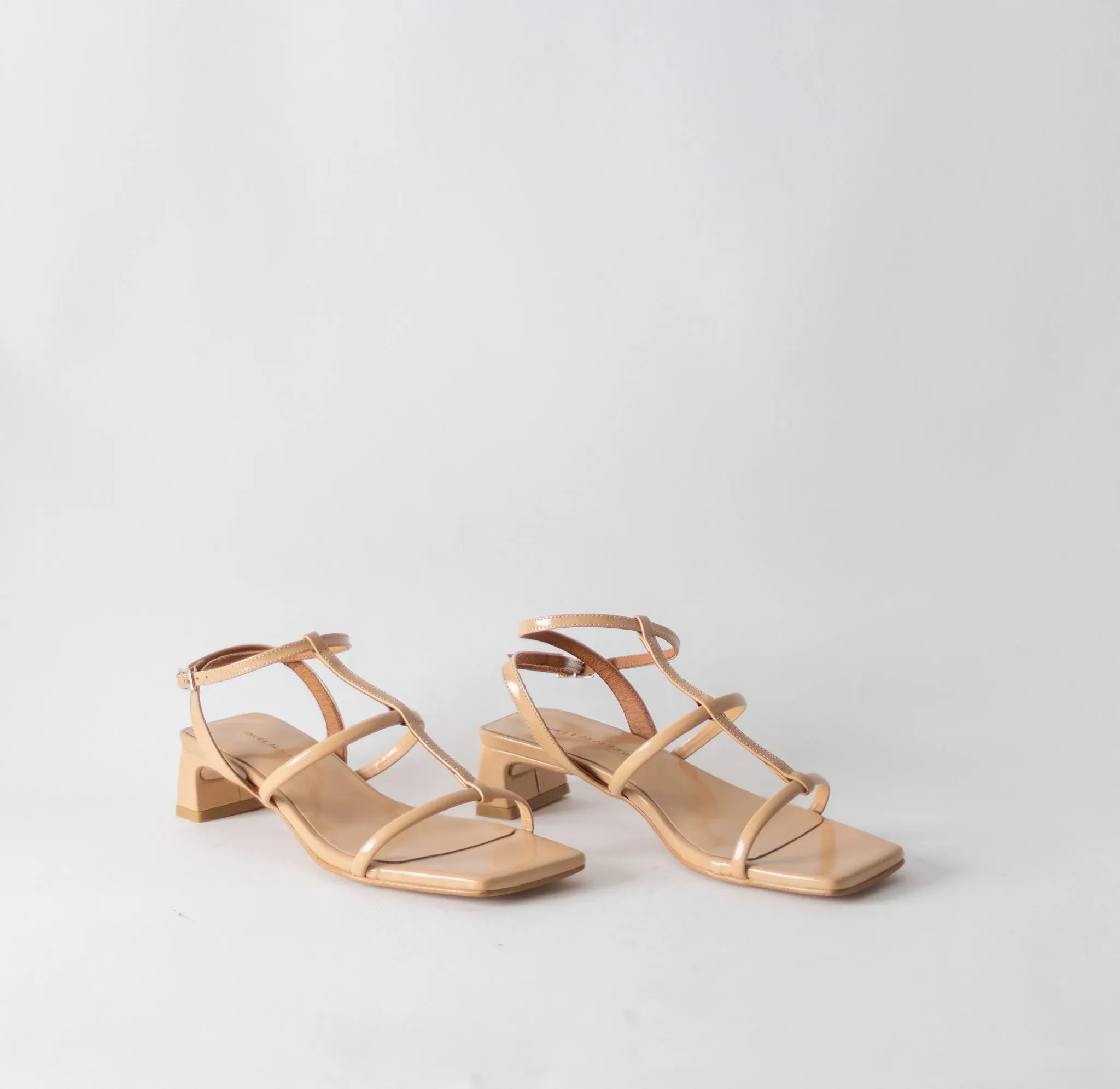 ANGEL ALACRON RACHEL LOW CAGE HEEL-ALMOND