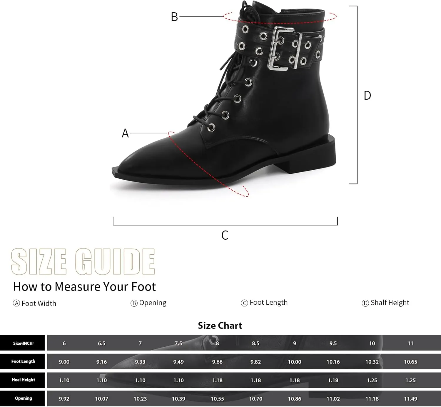 Ankle Boots for Women Eyelet Buckle Boots Pointed Toe Chunky Low Heel Boots Fashion Dress Short Boots with Zips
