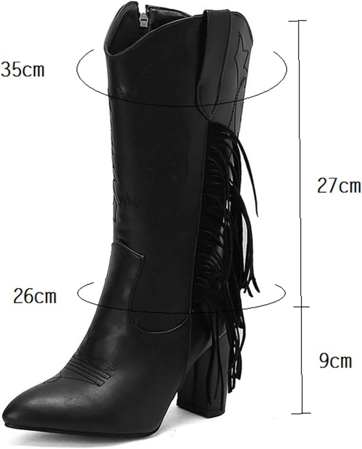 Ankle Boots, Women's Mid Calf Boots Pointed Side Zipper Thick Heel Tassel High Heel Boots Patent Leather Loose Personality Fashion Catwalk Boots