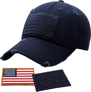 Antourage American Flag Unisex Baseball Hat for Men and Women | USA Flag Mesh Snapback Flat Visor Cap   2 Patriotic Patches