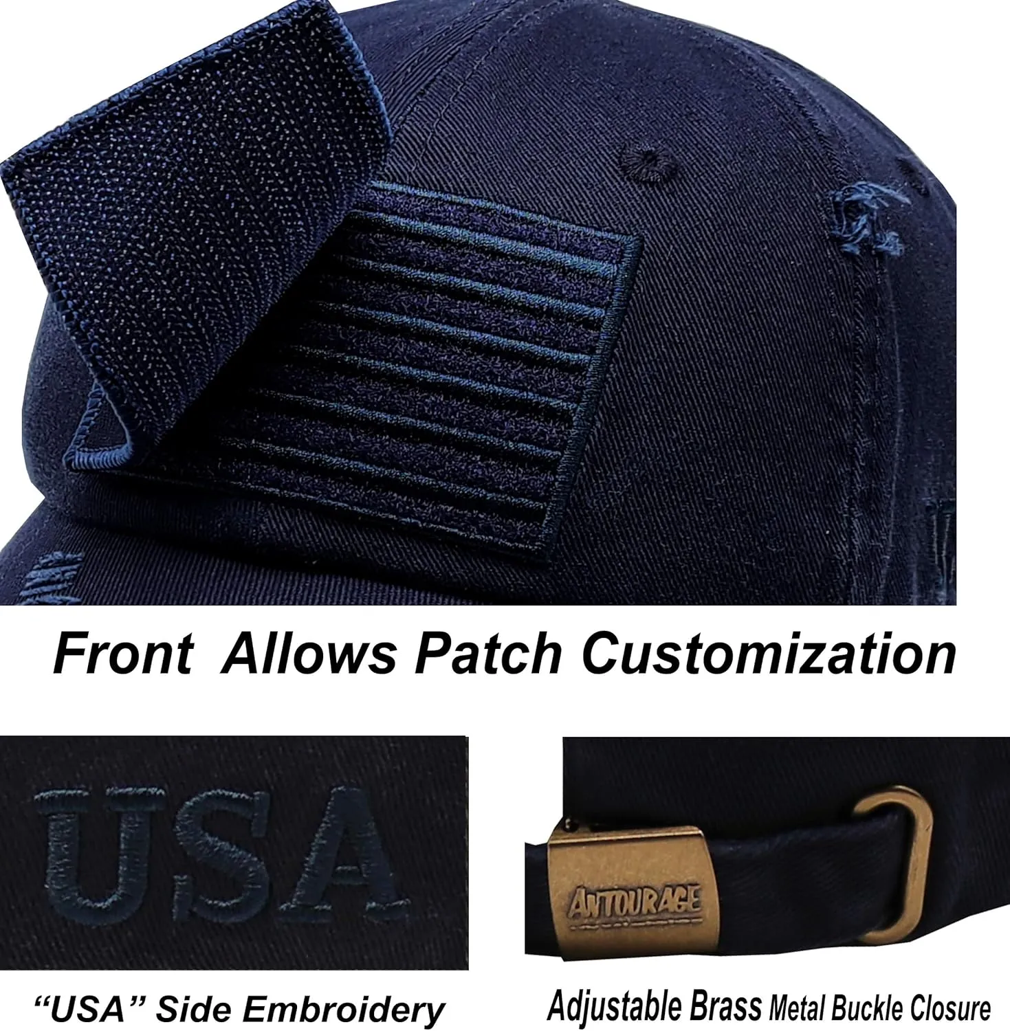 Antourage American Flag Unisex Baseball Hat for Men and Women | USA Flag Mesh Snapback Flat Visor Cap   2 Patriotic Patches