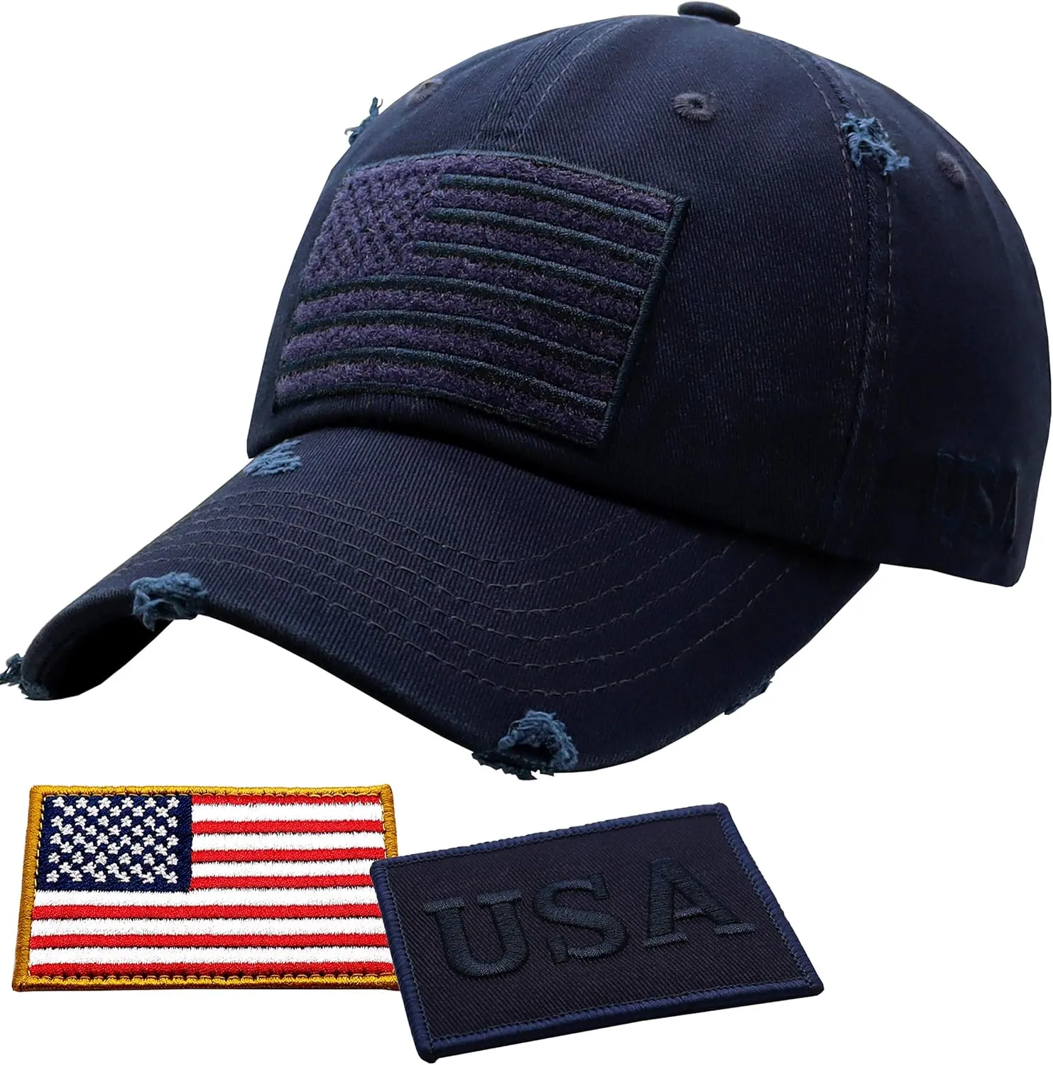 Antourage American Flag Unisex Baseball Hat for Men and Women | USA Flag Mesh Snapback Flat Visor Cap   2 Patriotic Patches