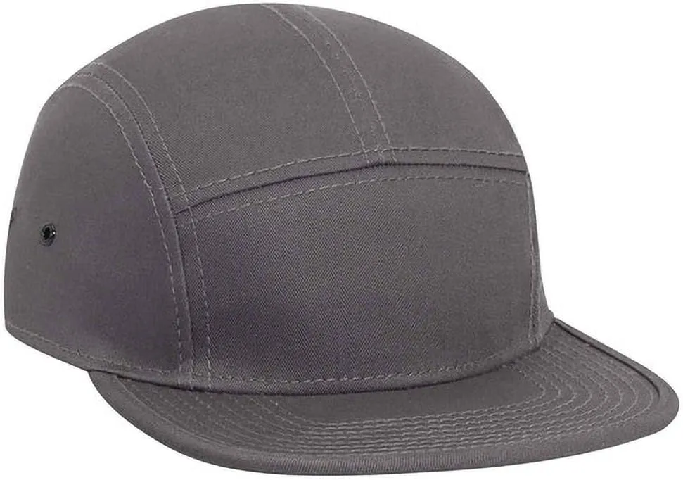 Ashen Fane 5 Panel Superior Cotton Twill Square Flat Visor Adjustable Camper Hat