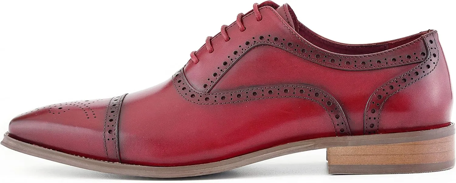 Asher Green AG114 Men's Genuine Leather Oxfords, Cap Toe, Lace Up, Brogue - Teal, Tan, Brown, Green, Grey
