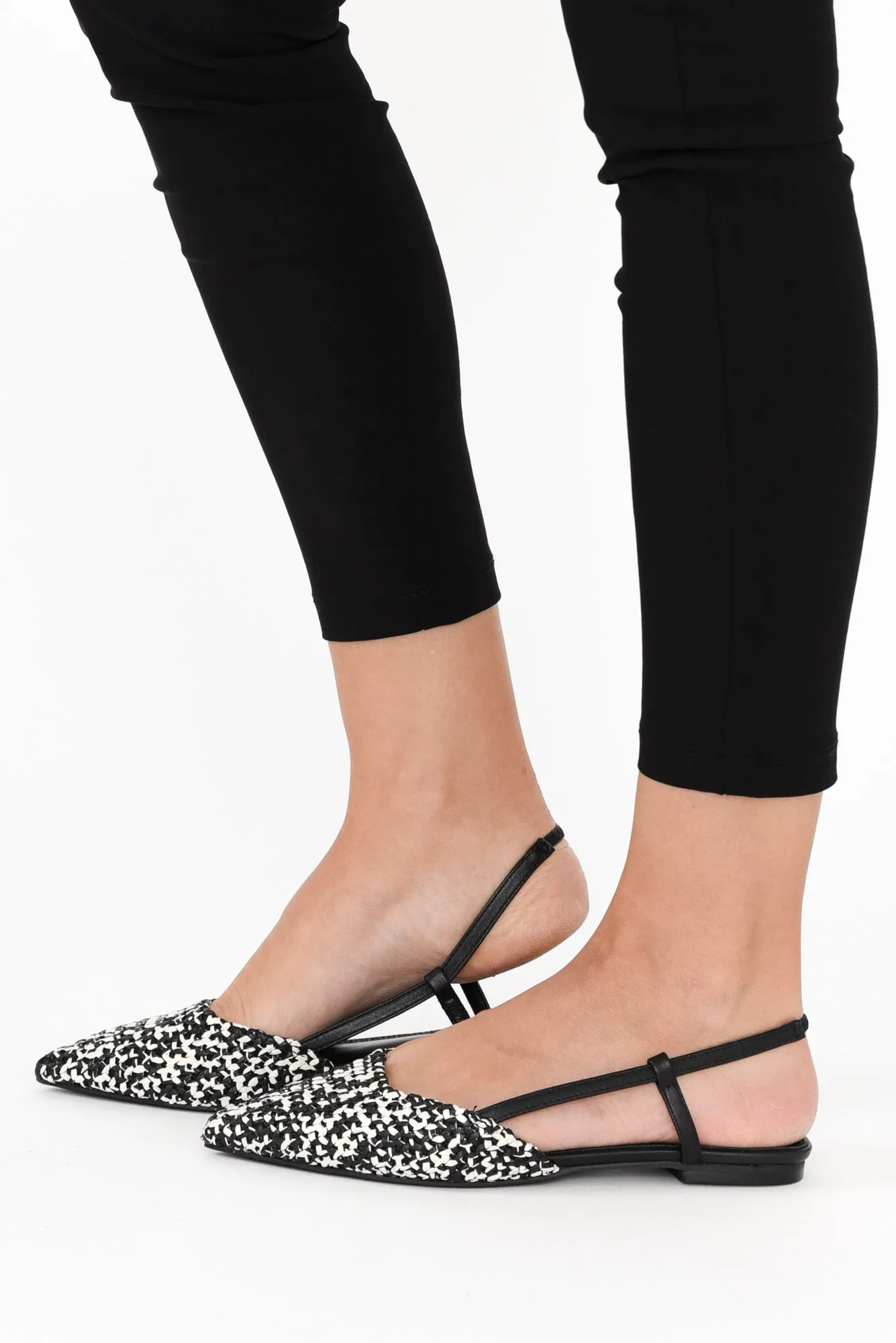 Ava Black Leather Slingback Mule