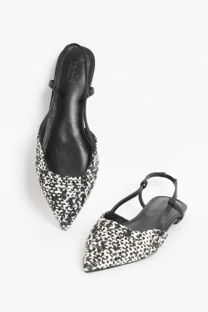 Ava Black Leather Slingback Mule