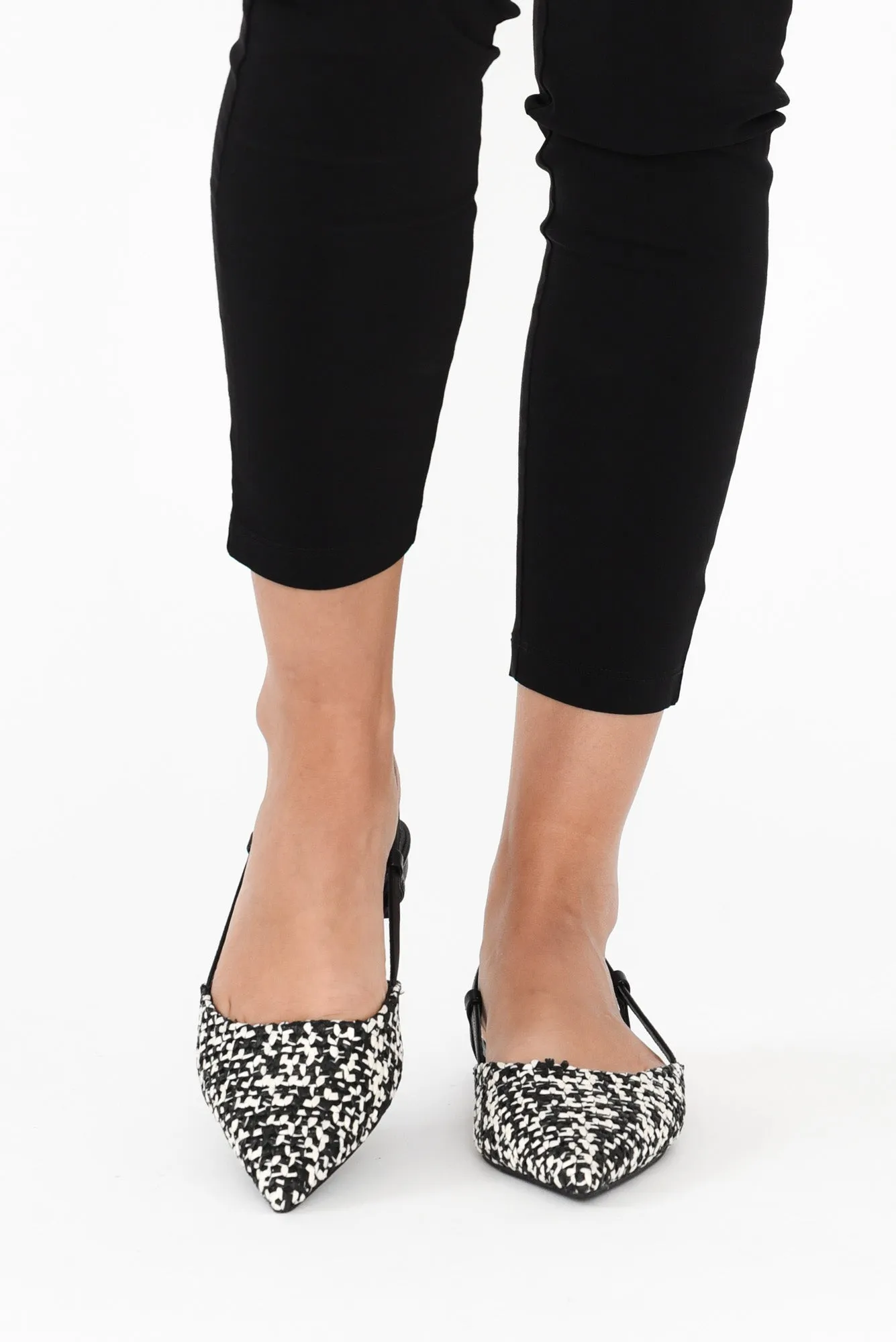Ava Black Leather Slingback Mule