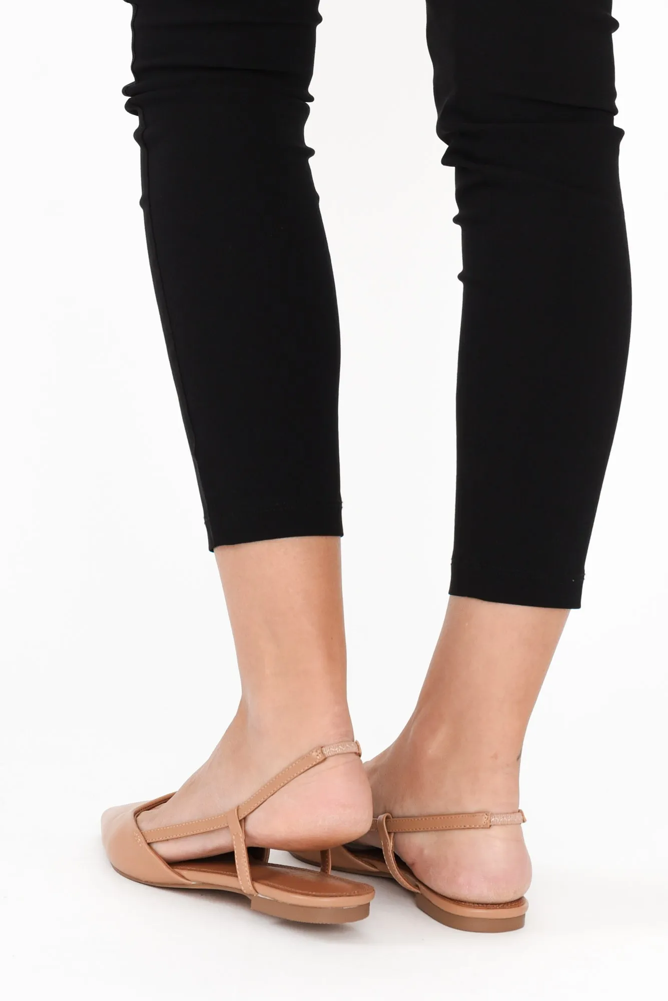 Ava Tan Leather Slingback Mule